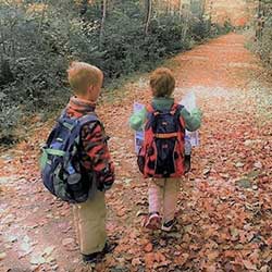 Boys hiking in fall