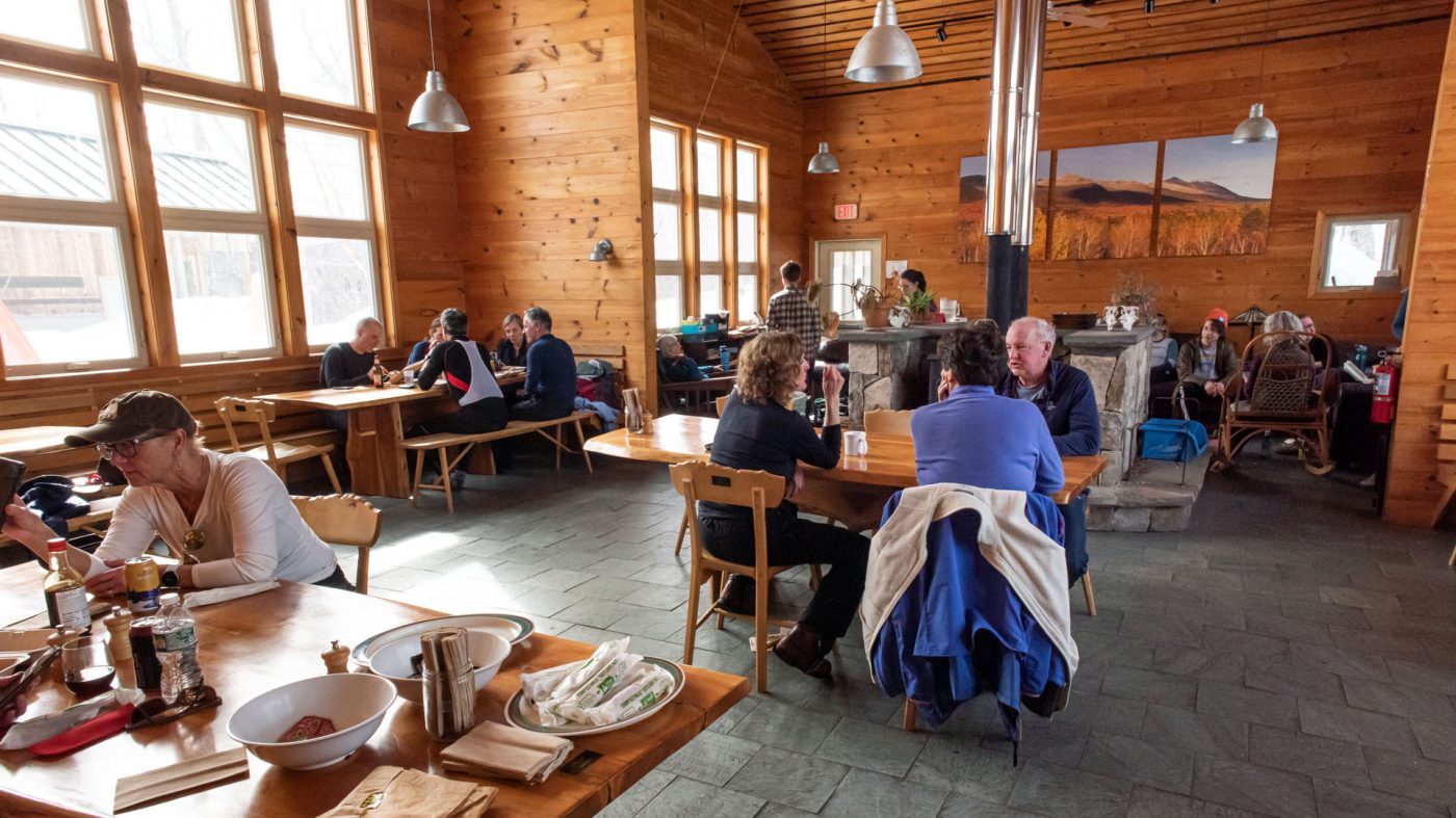 Busy dining room at Stratton Brook Hut