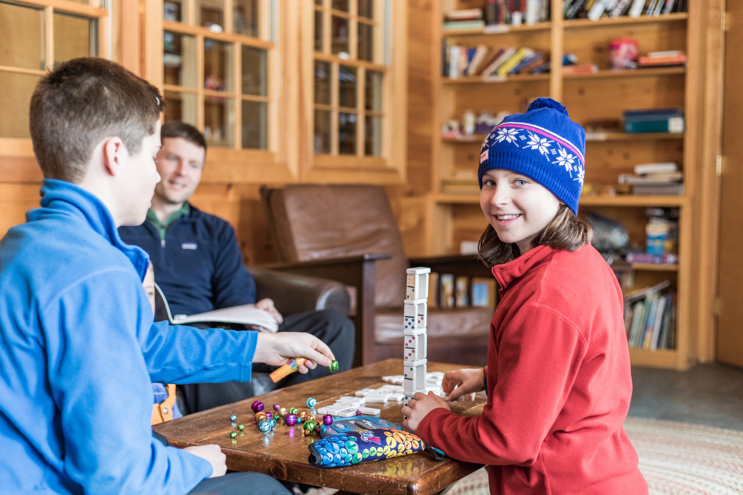 Enjoying the library at Flagstaff hut