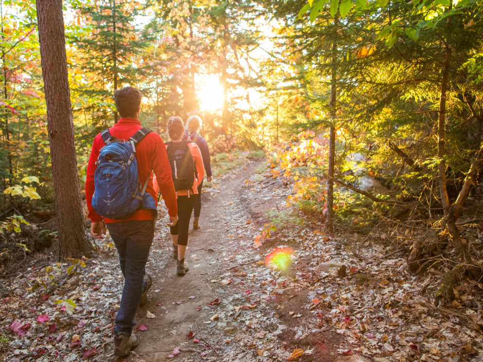 Hiking the Maine Hut Trail in fall.