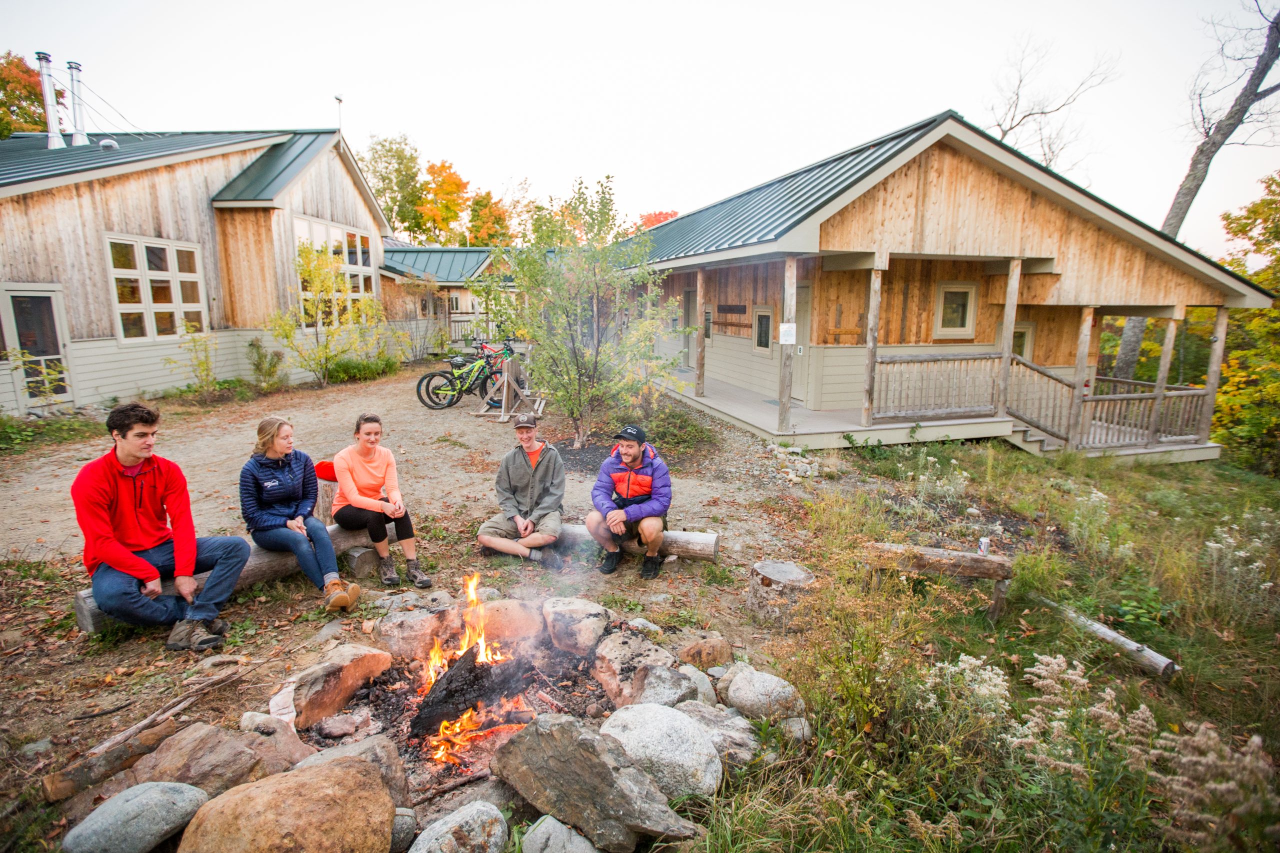 Stratton Brook Hut outdoor fire.