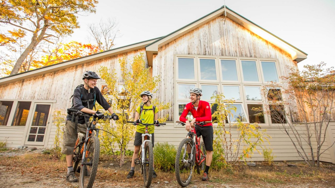 Bikes outside Stratton Brook Hut