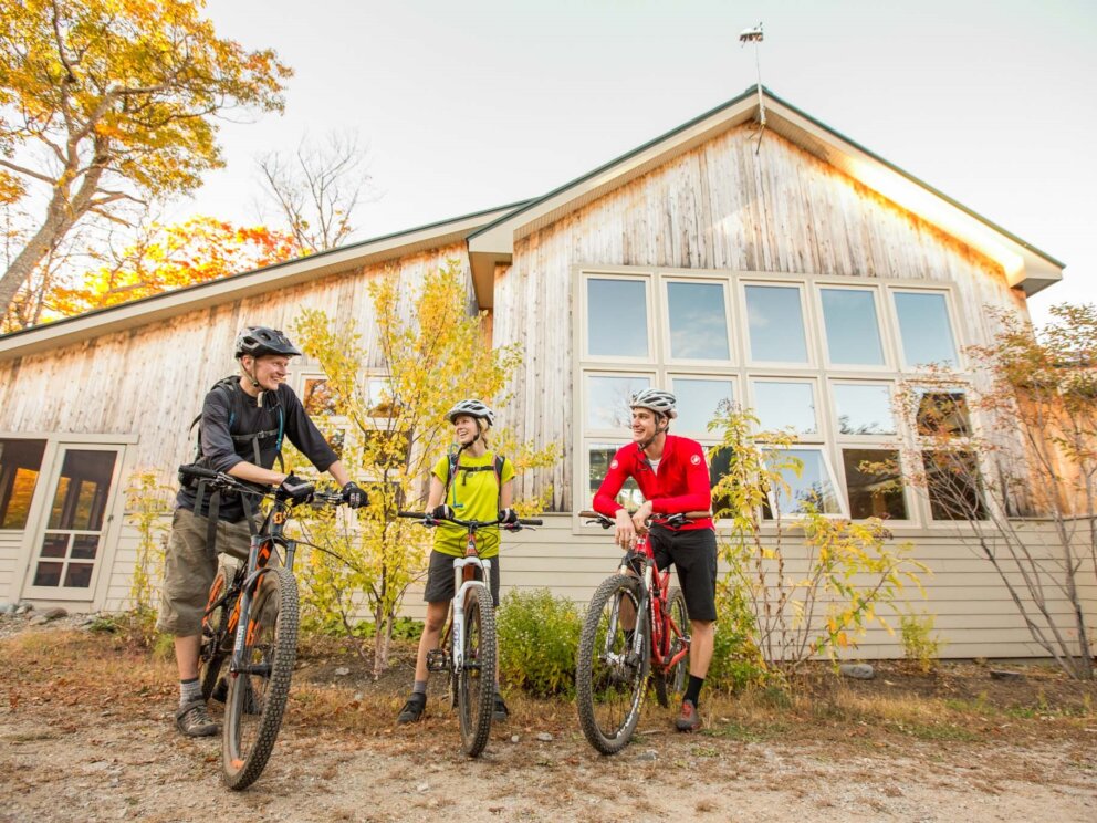 Bikes outside Stratton Brook Hut