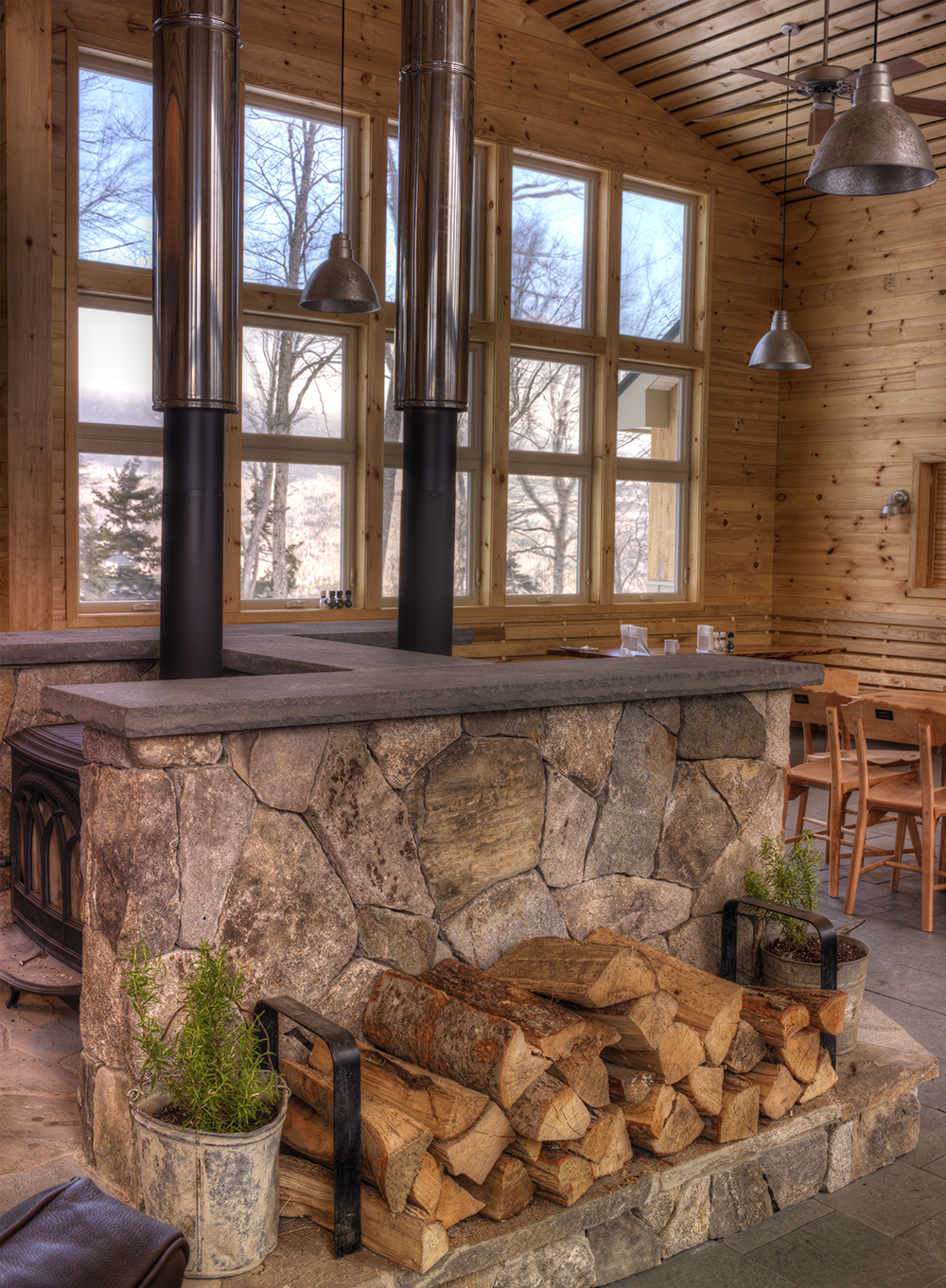 Fireplaces at Stratton Brook Hut