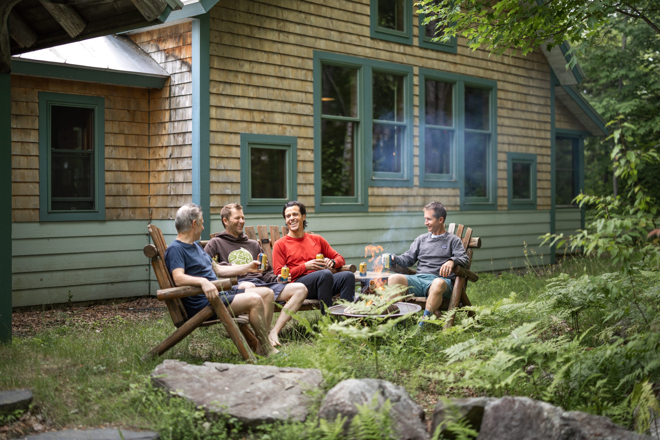 Summer guests outside Flagstaff Lake Hut.