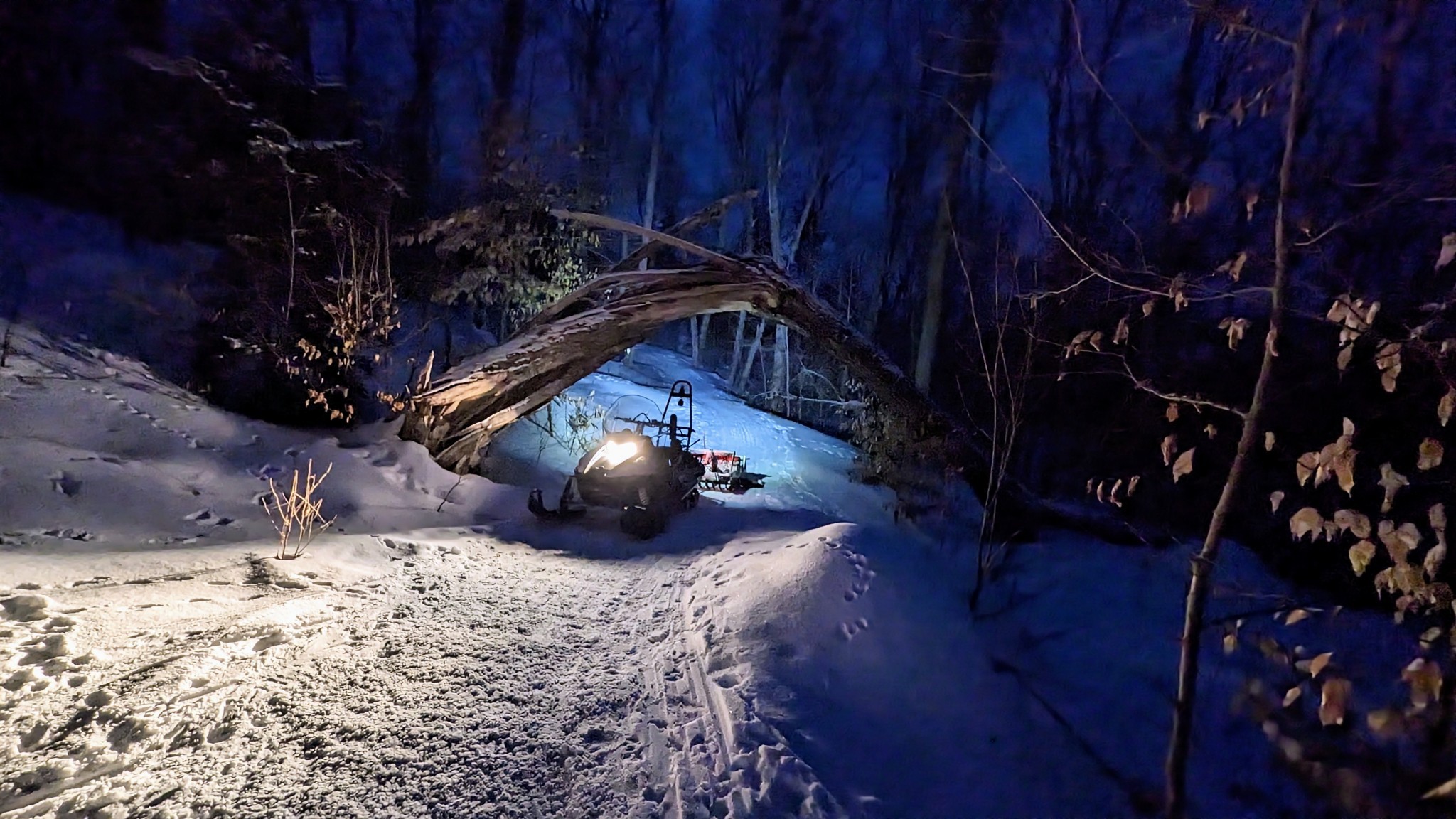 Snowmobile Grooming at Night