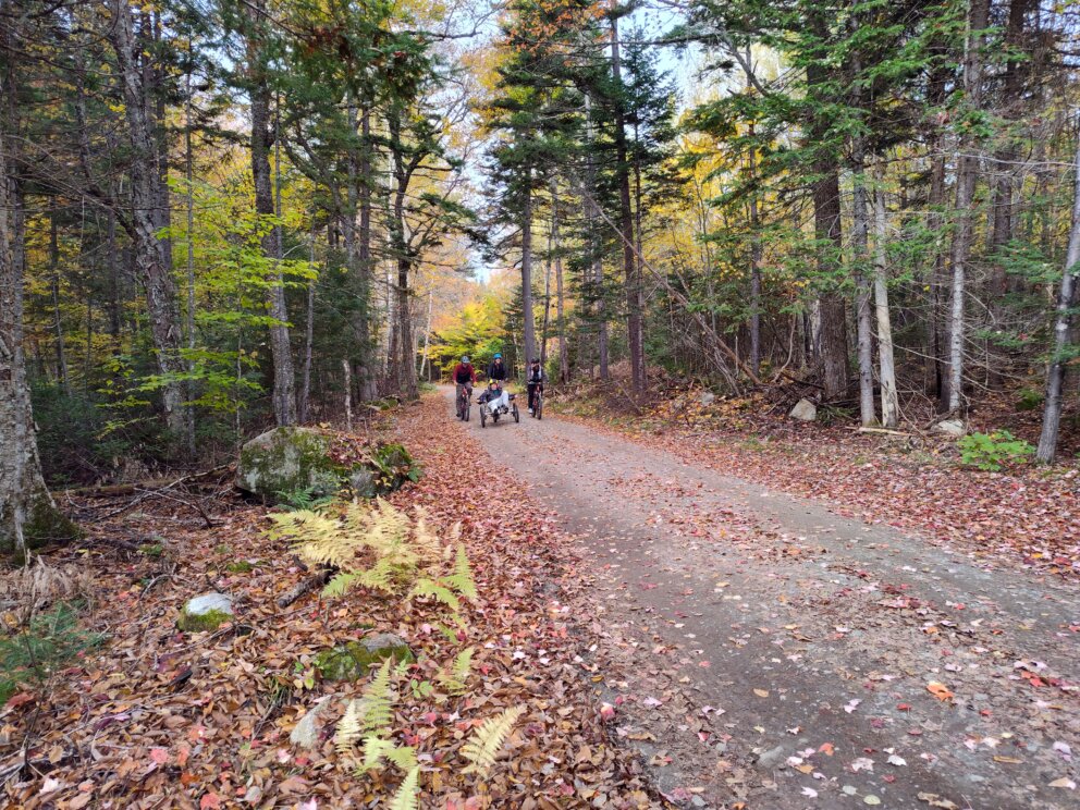 VAST biking on trails around Flagstaff Lake Hut