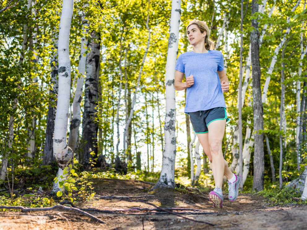 Trail running around Flagstaff Lake Hut