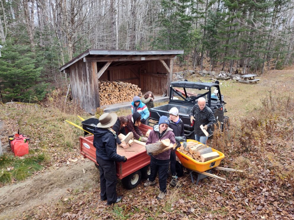 Volunteer firewood stacking