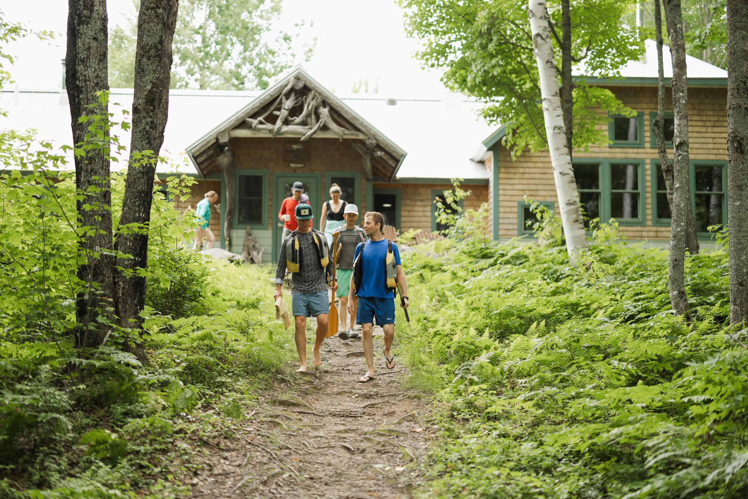 Getting ready to paddle at Flagstaff Lake Hut.