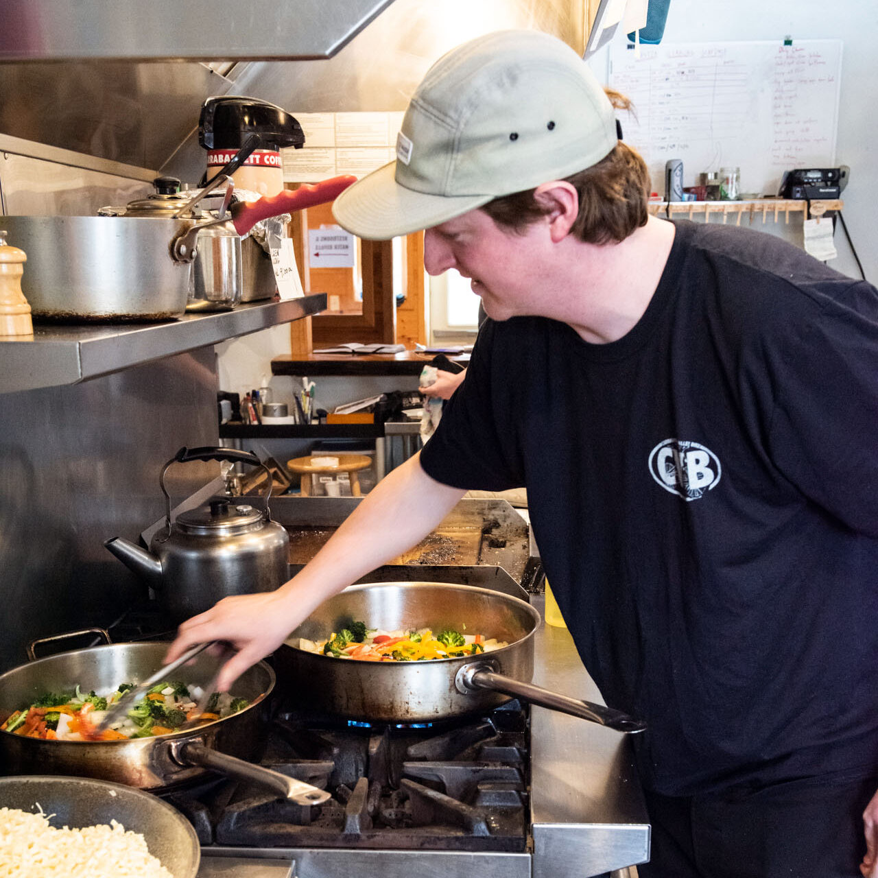Spencer Lee in the kitchen at Stratton Brook Hut