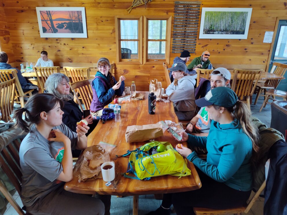 Winter lunch at Flagstaff Lake Hut