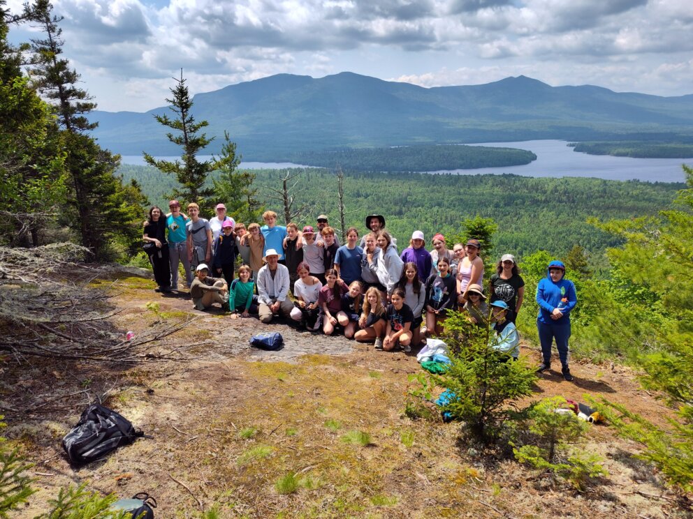 River Valley Charter School Youth group at Flagstaff Lake Hut on Picked Chicken Hill.