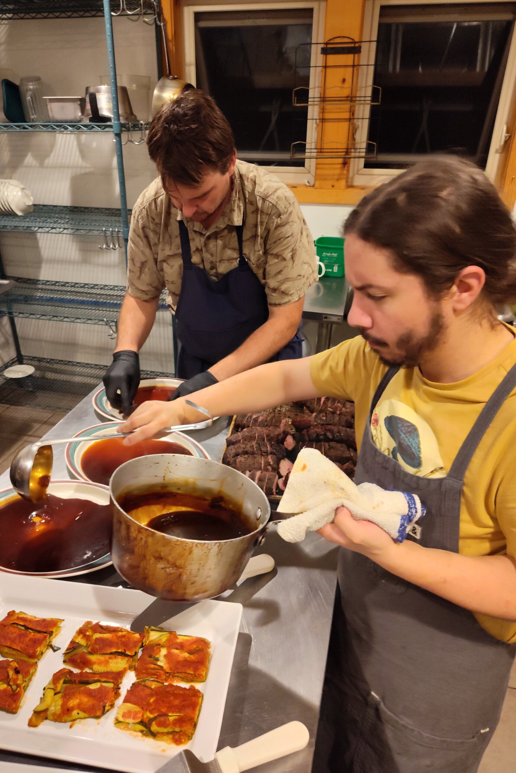 Chef Pete and Iulian prepare a course at Forest & Forage