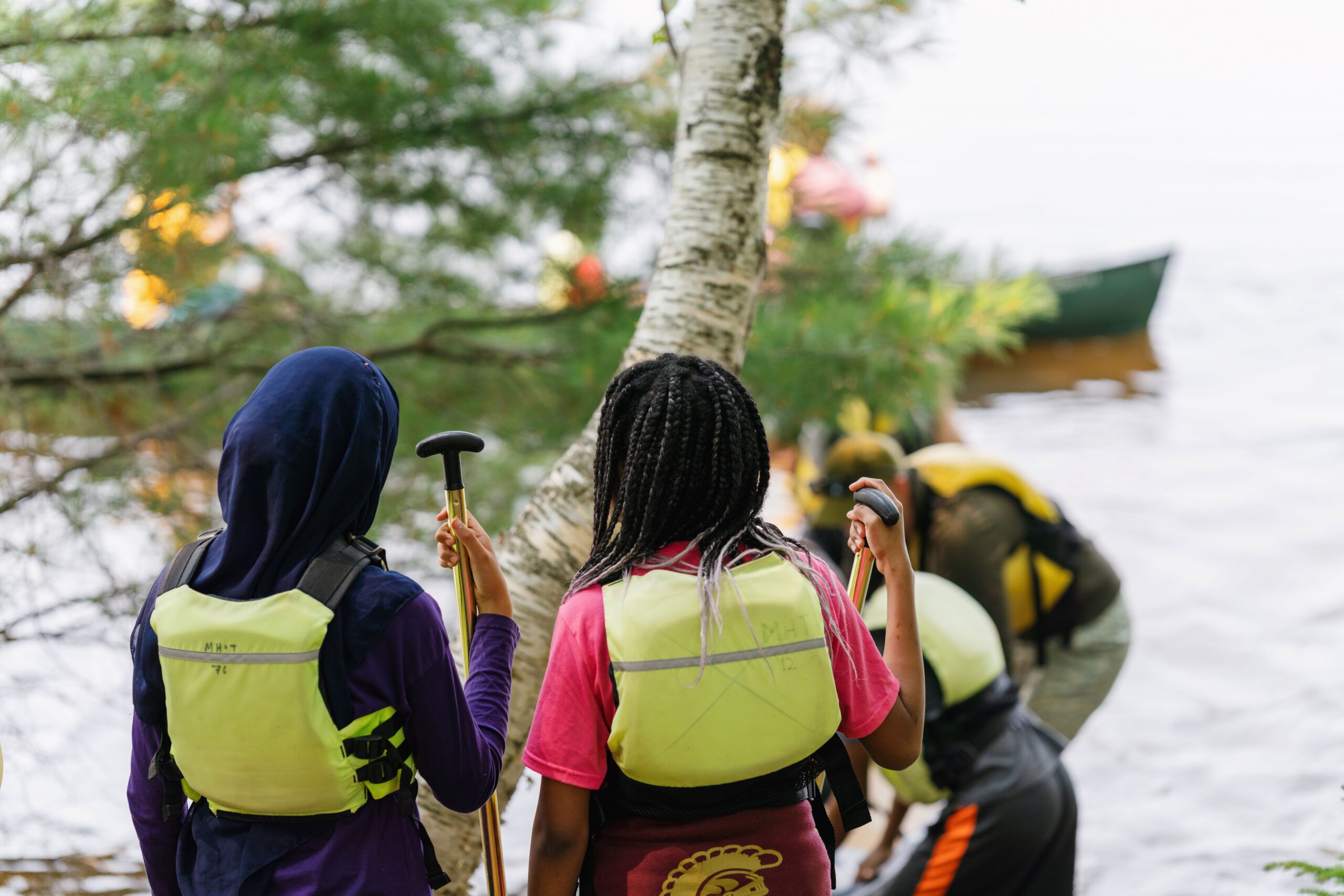 Boys and Girls club canoeing at Flagstaff Lake