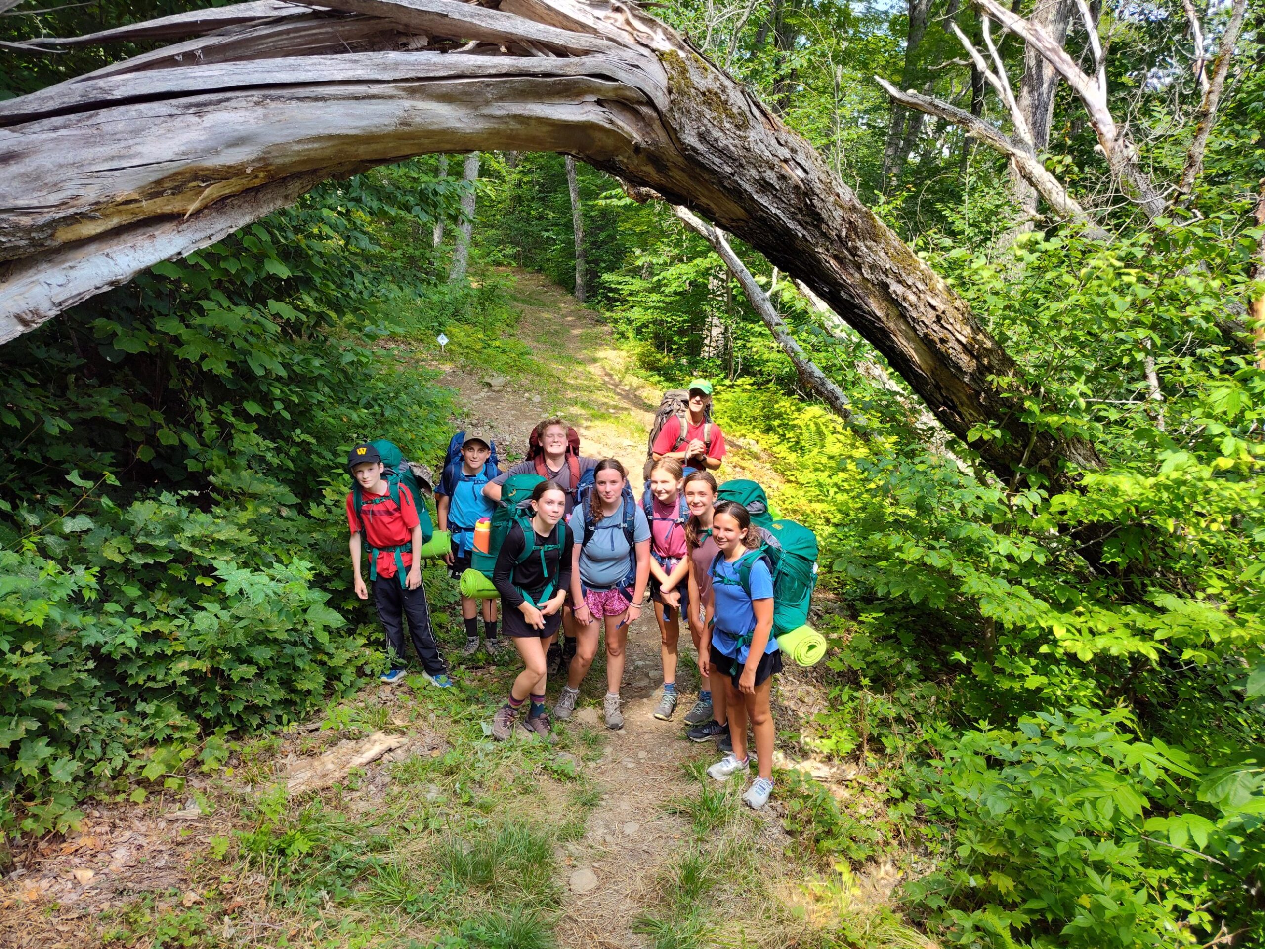 School group hiking on the Maine Hut Trail