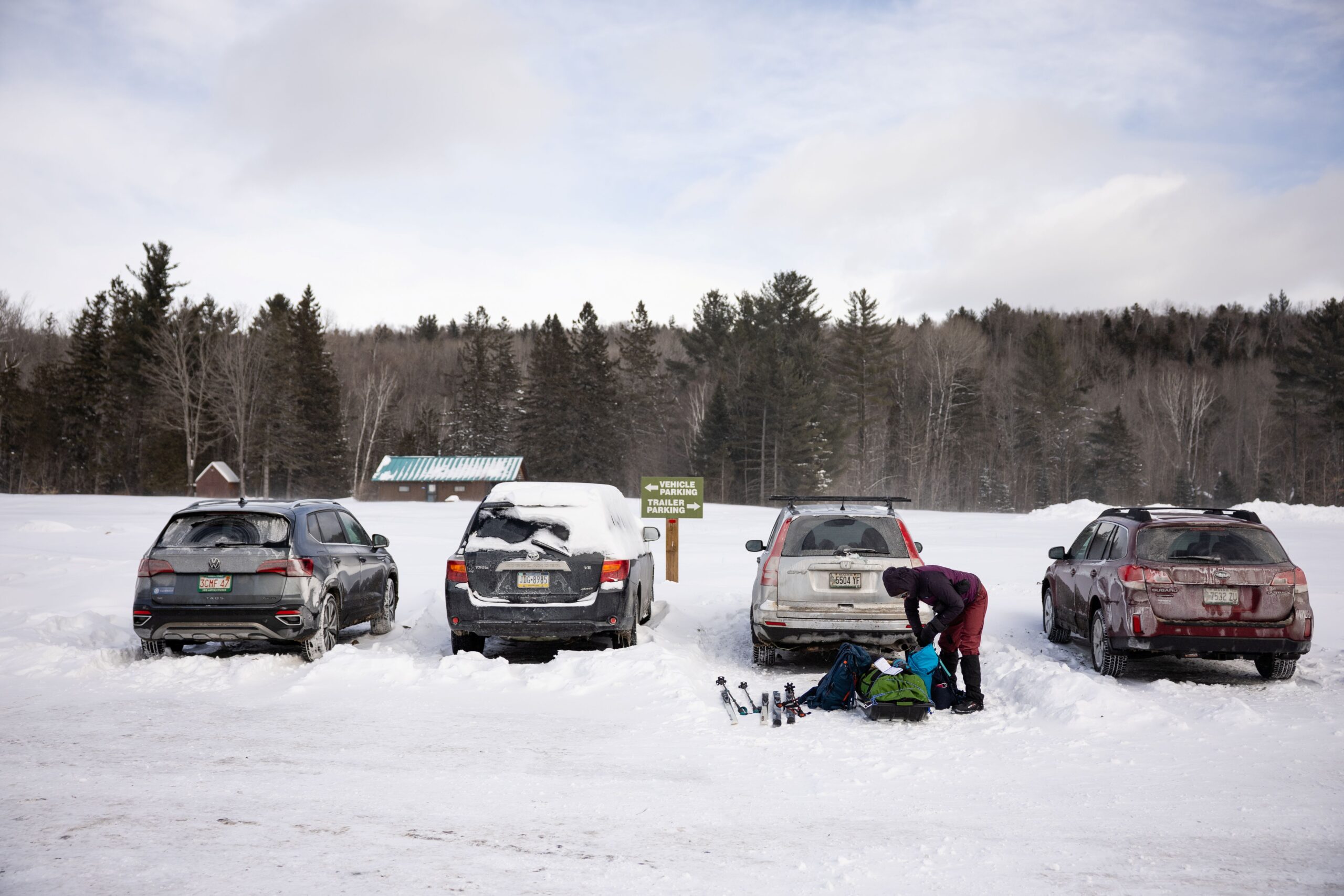 Skier at the Airport Trailhead