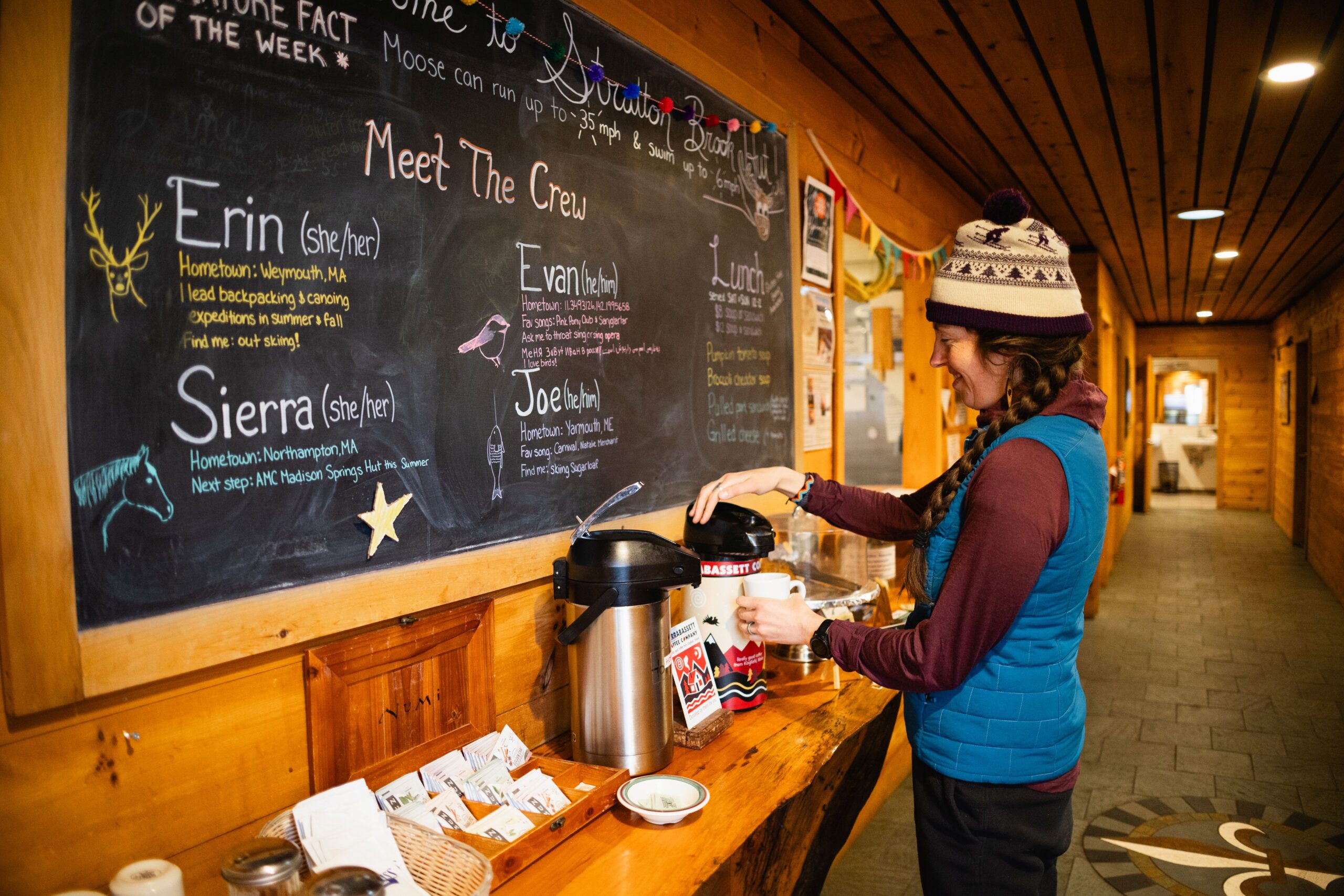 Getting coffee at Stratton Brook Hut