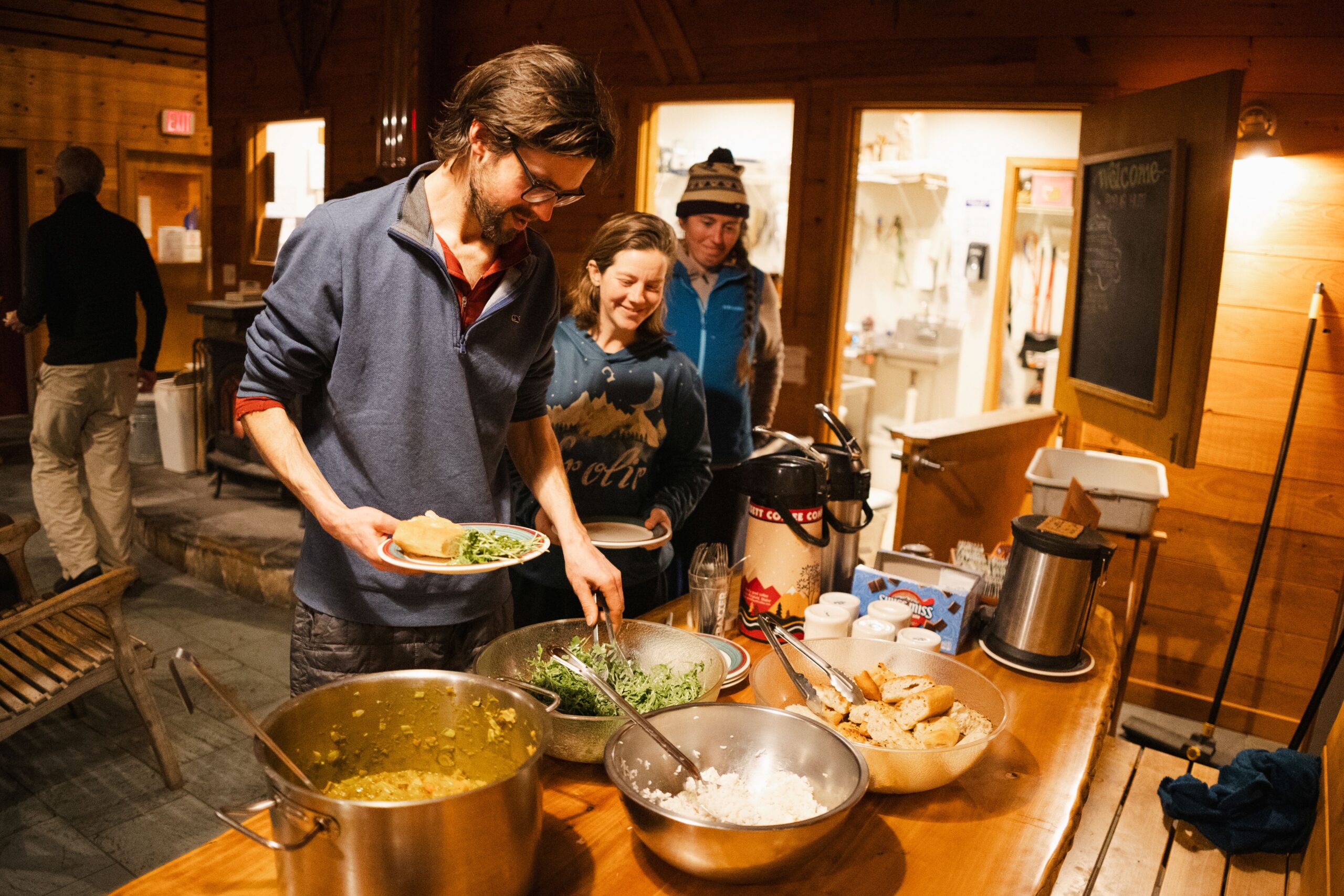 Dinner is served at Poplar Stream Hut.