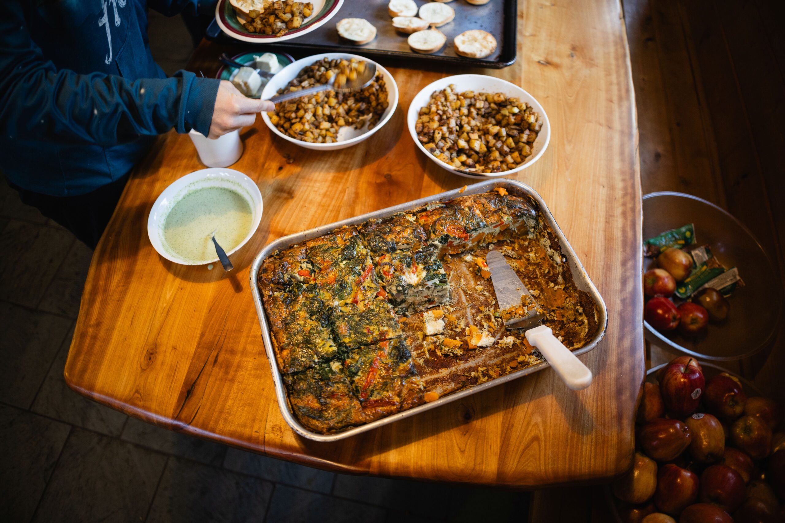 Breakfast is served at Poplar Stream Hut.