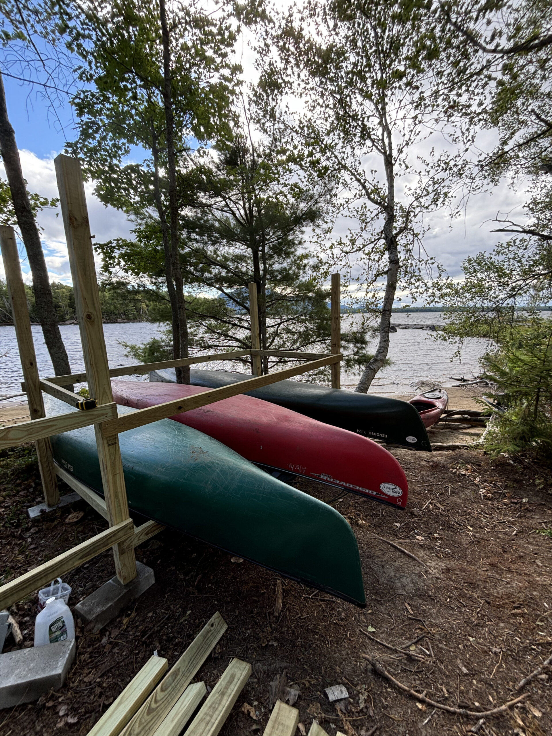 Building the new boat rack at Flagstaff Lake