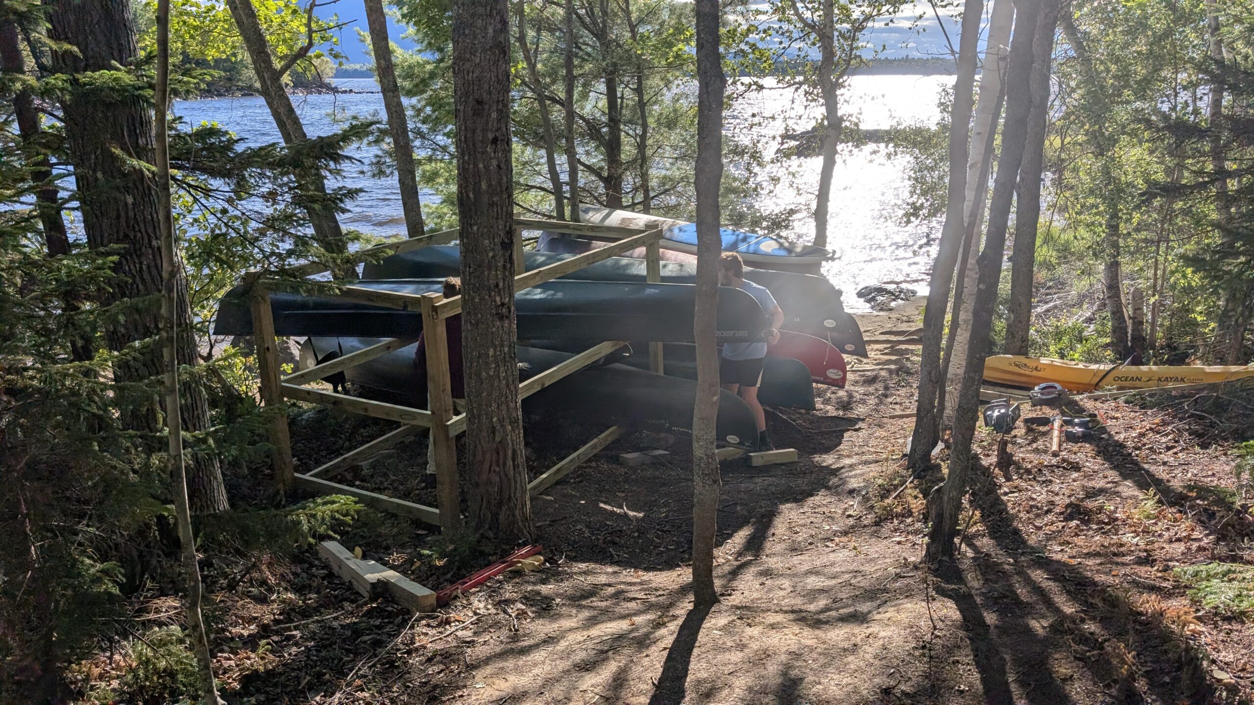Boat rack at Flagstaff Lake Hut