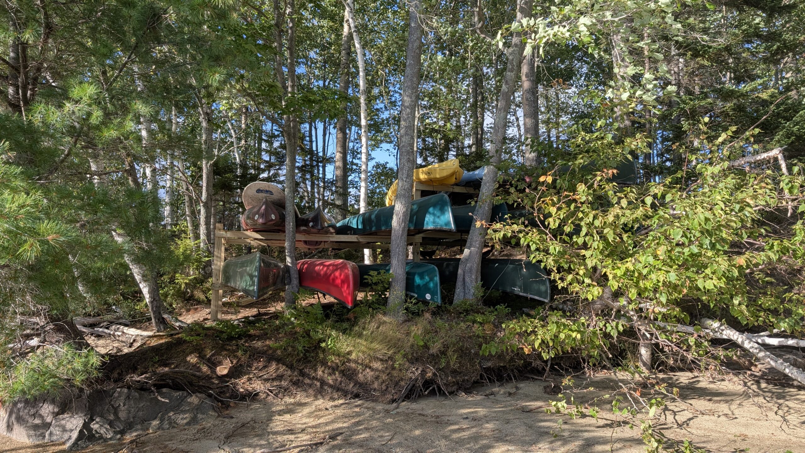 Boat rack at Flagstaff Lake Hut