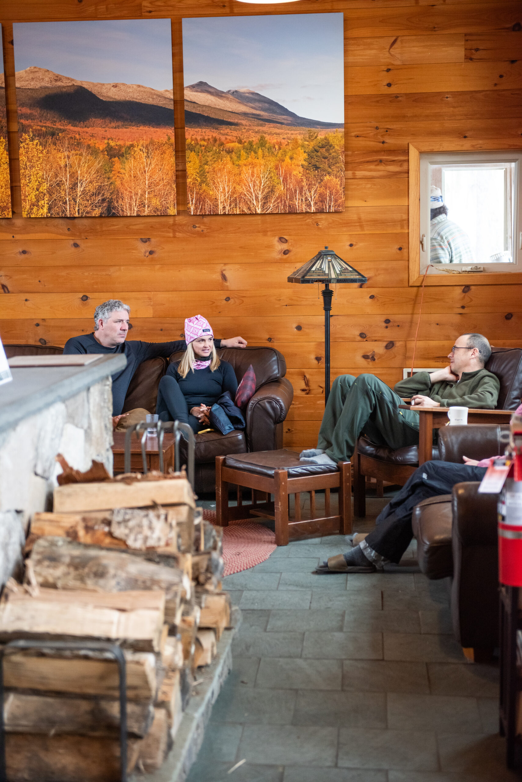 Guests in the Stratton Hut great room during the Alpine Feast
