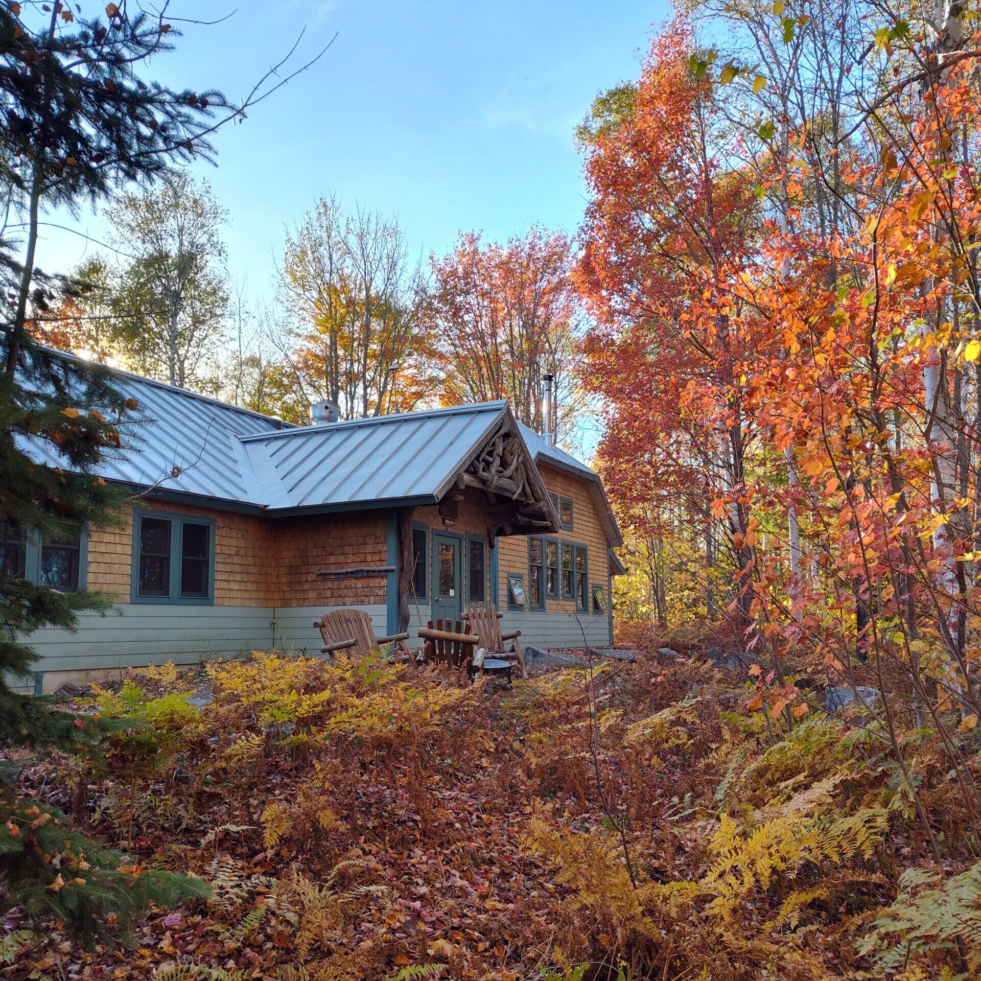 Flagstaff Lake Hut in fall