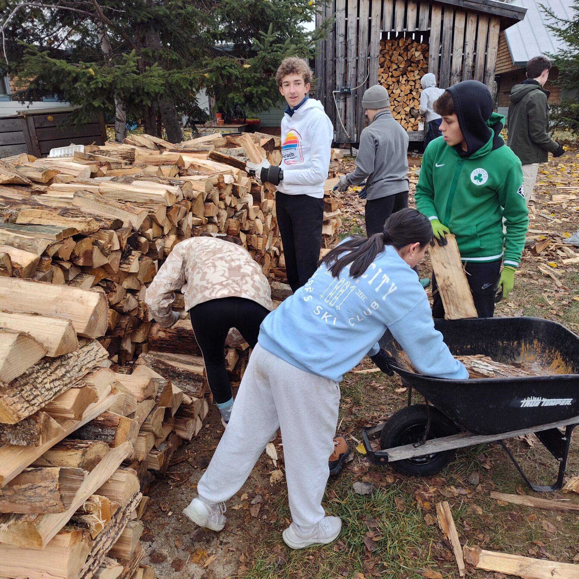 Falmouth HS stacking wood