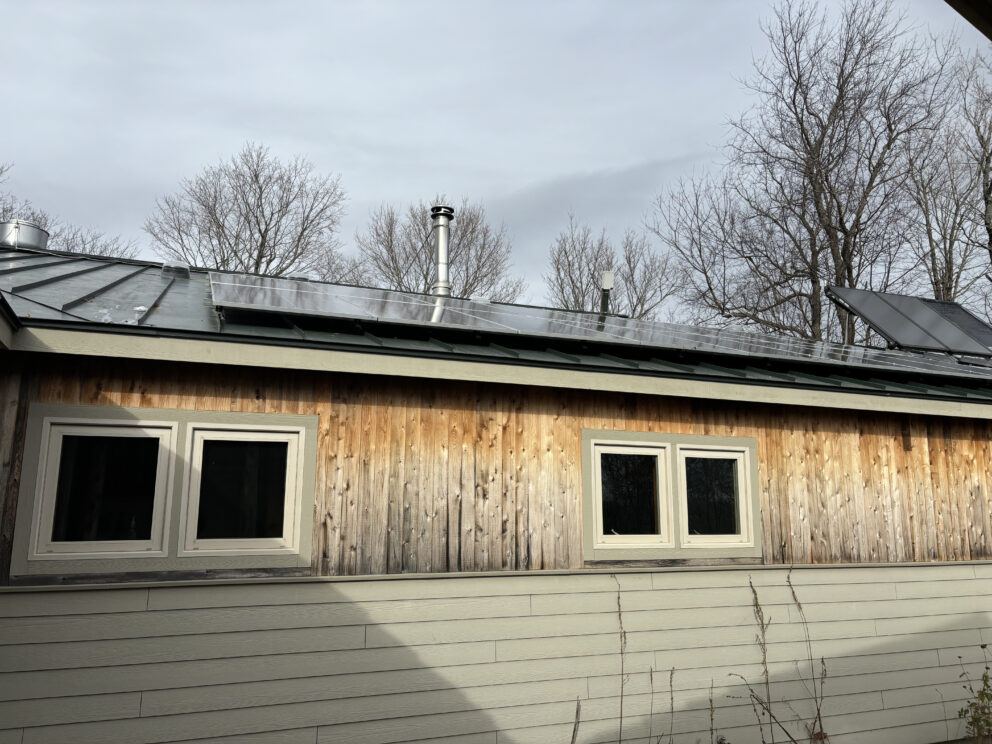 Solar panels on the roof at Stratton Brook Hut