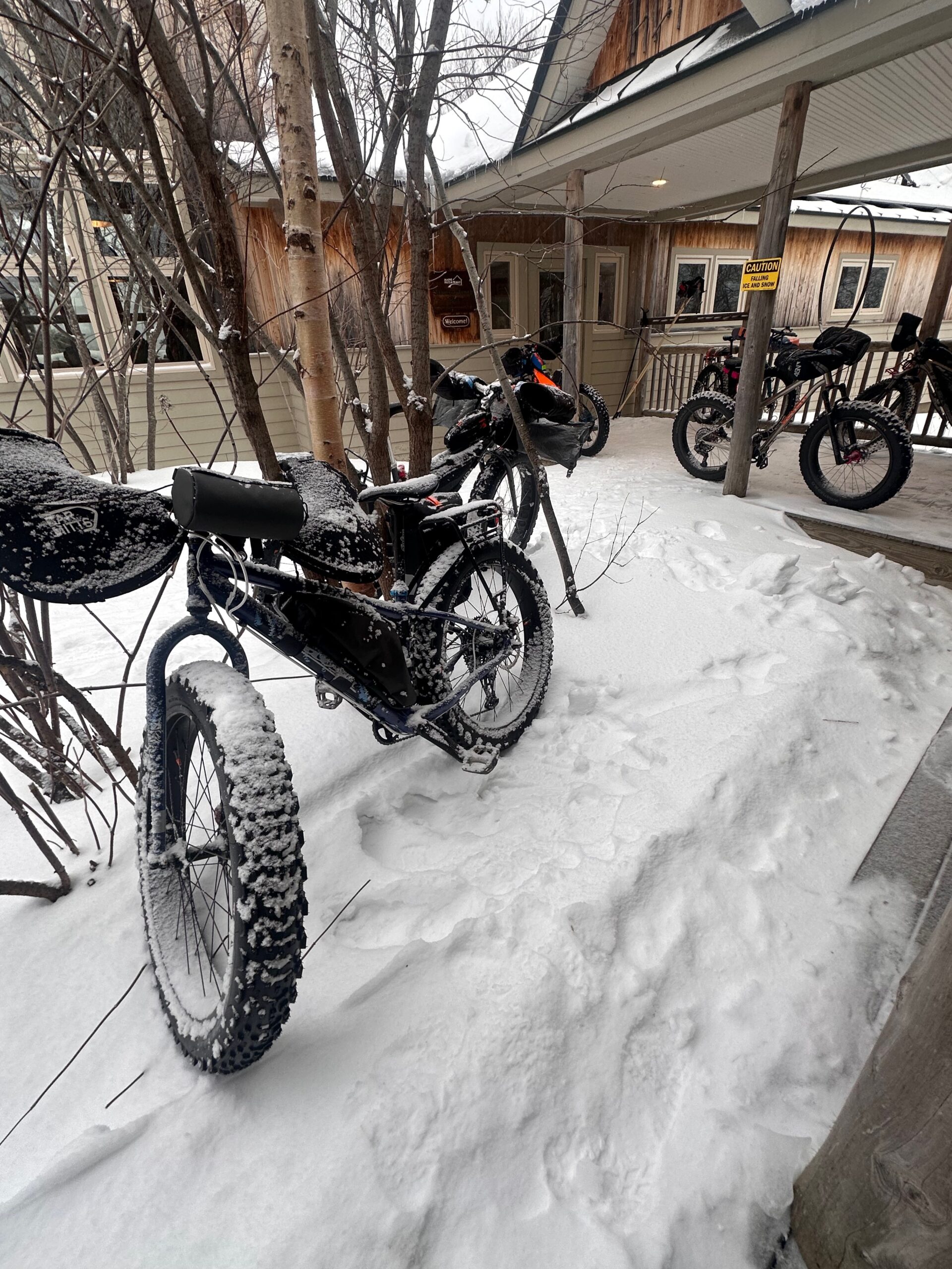 Fat bikes at Stratton Brook Hut.