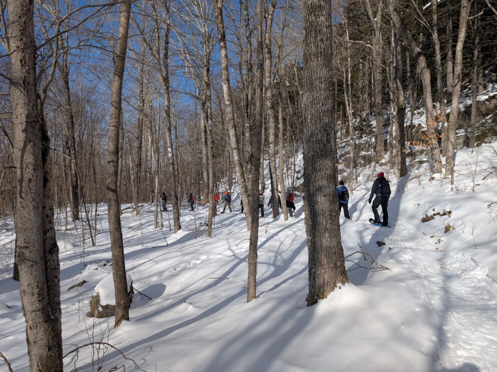 Group snowshoe on Oak Knoll Trail