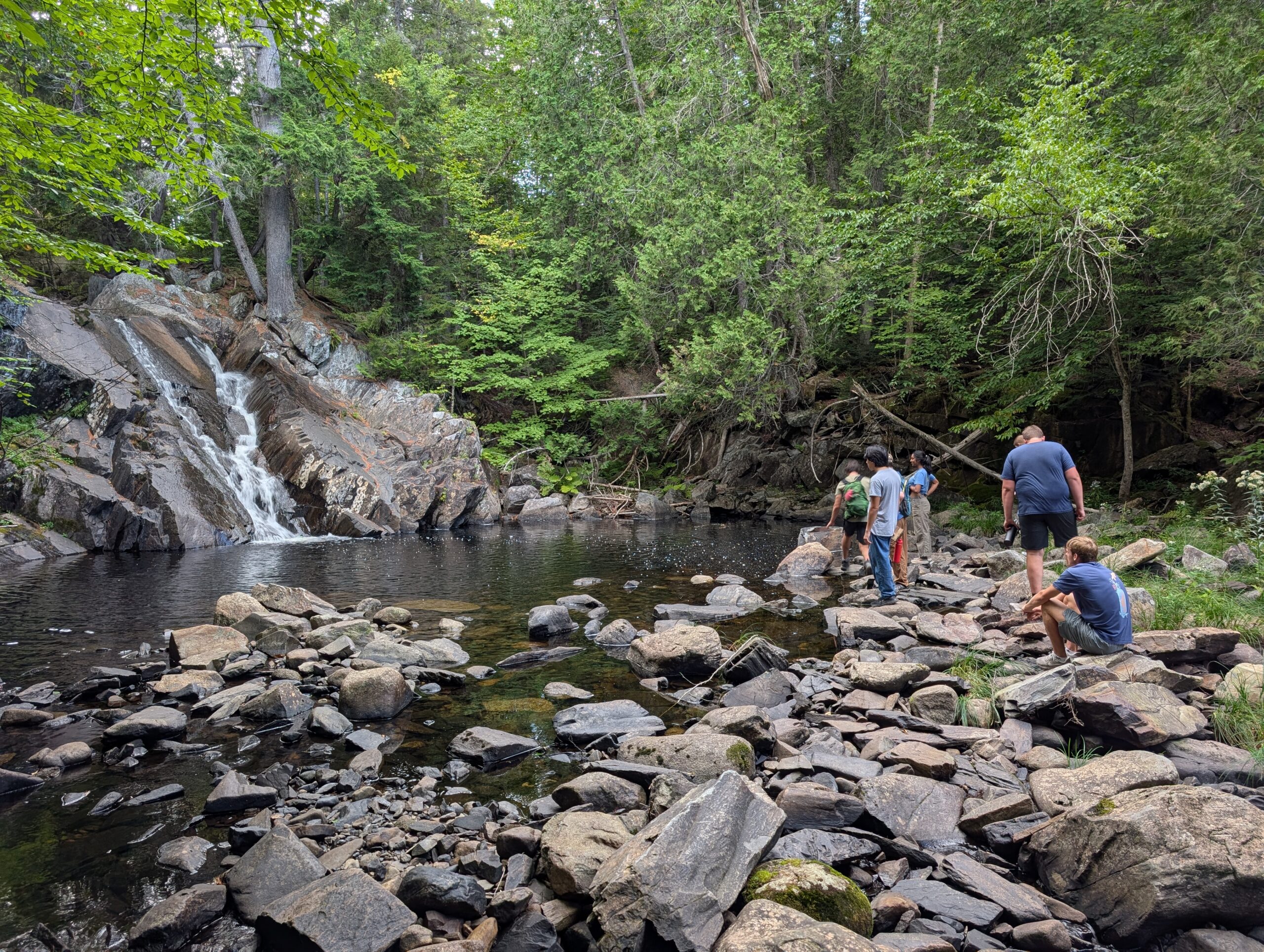 Bowdoin College volunteer group at Poplar Stream Falls.